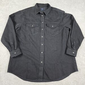 Gap Denim Western Shacket Mens XLT Black Snap Button NWT Grunge Gothic